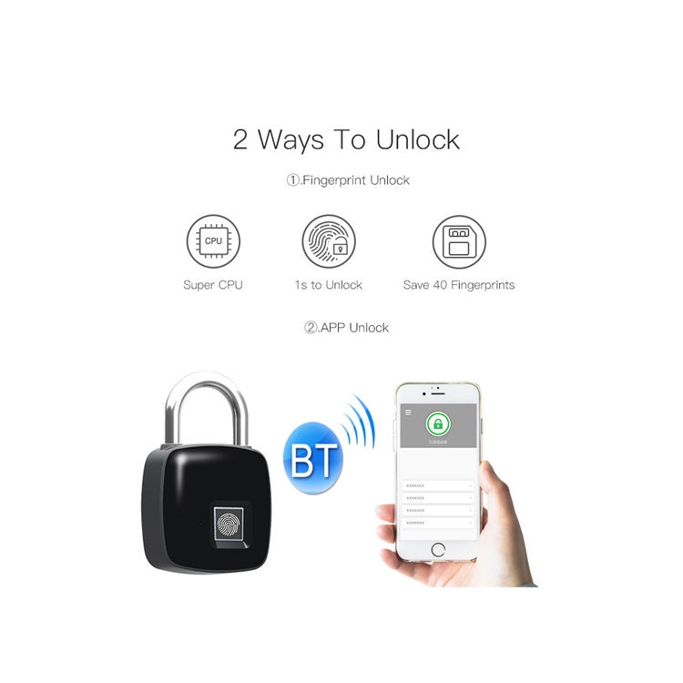 Anytek P3+ Against Theft Non-password Electrically Intelligent Fingerprint Padlock, Support APP Unlock - Padlocks by Anytek | Online Shopping UK | buy2fix