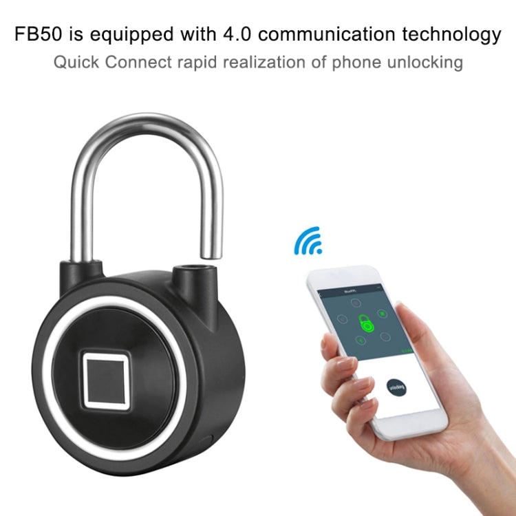 Waterproof Intelligent Bluetooth Fingerprint Padlock Remote Unlocking for iOS / Android(Black) - Padlocks by buy2fix | Online Shopping UK | buy2fix