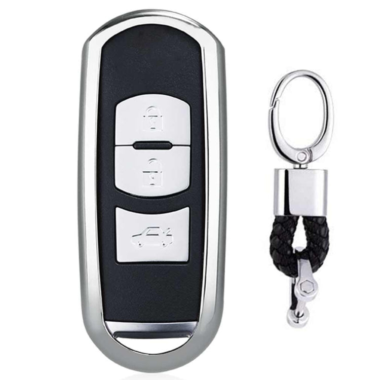 Electroplating TPU Single-shell Car Key Case with Key Ring for Mazda 3 AXELA / CX-8 / CX-5 / CX-4 / 6 ATENZA (Silver) - Car Key Cases by buy2fix | Online Shopping UK | buy2fix