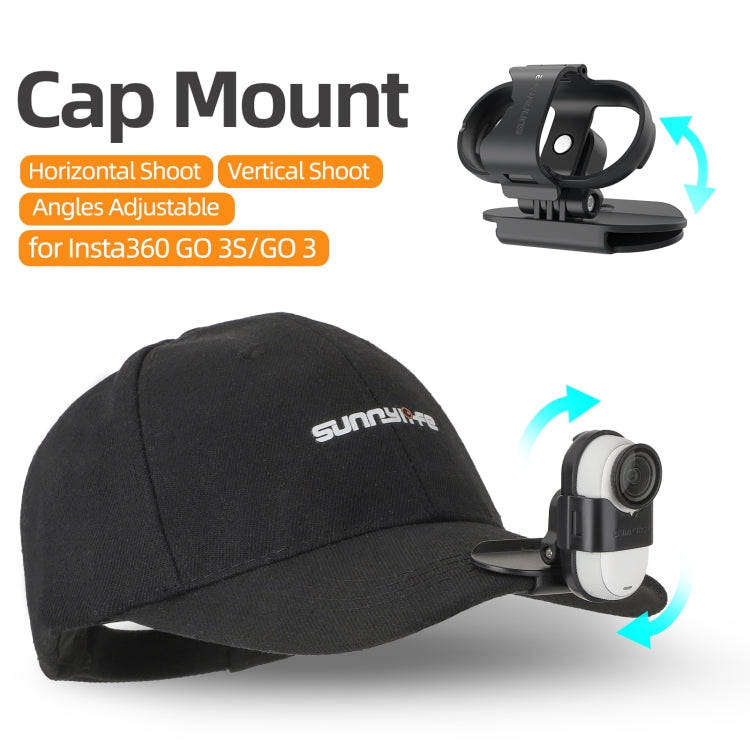 For Insta360 GO3 / GO 3S Sunnylife Baseball Hat Clip Mount Baseball Cap Clamp Quick Release Mount Camera POV Vlog Holder (Black) - Mount & Holder by Sunnylife | Online Shopping UK | buy2fix