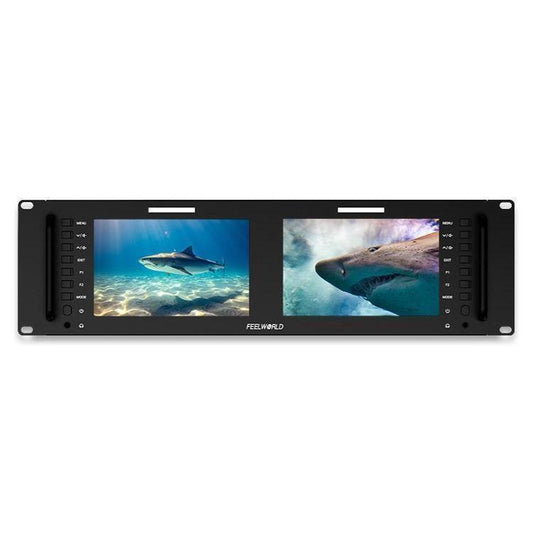 FEELWORLD D71 PLUS-H Dual 7 inch 3RU Rackmount Monitor 4K HDMI 1920 x 1200 IPS Monitor (UK Plug) - On-camera Monitors by FEELWORLD | Online Shopping UK | buy2fix