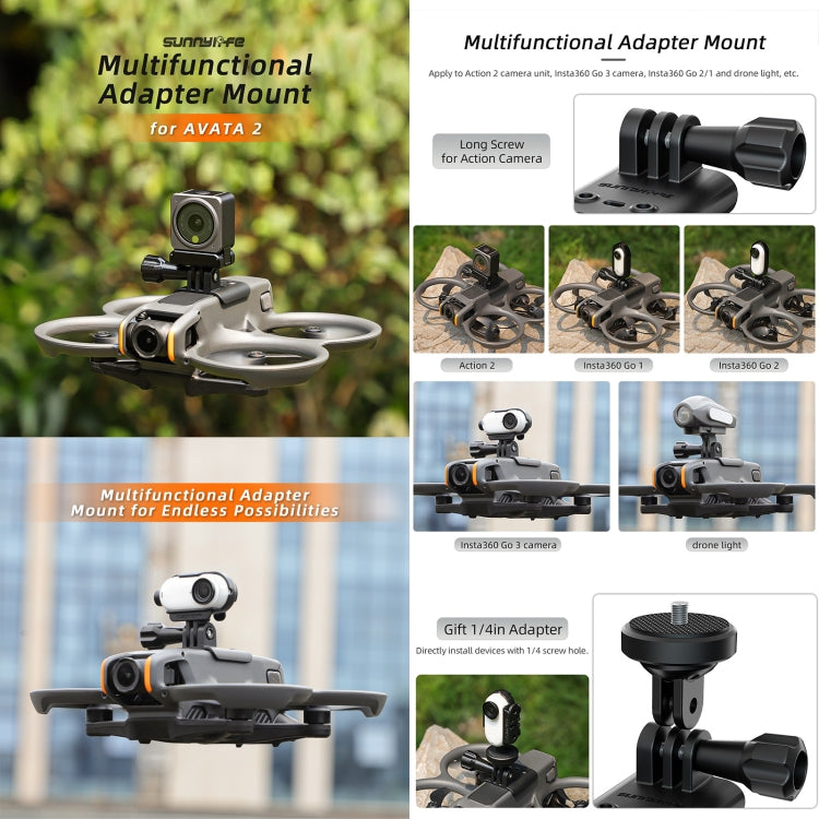 For DJI Avata 2 Sunnylife Action Camera Holder Mount Drone Light Bracket Lamp (Black) -  by Sunnylife | Online Shopping UK | buy2fix