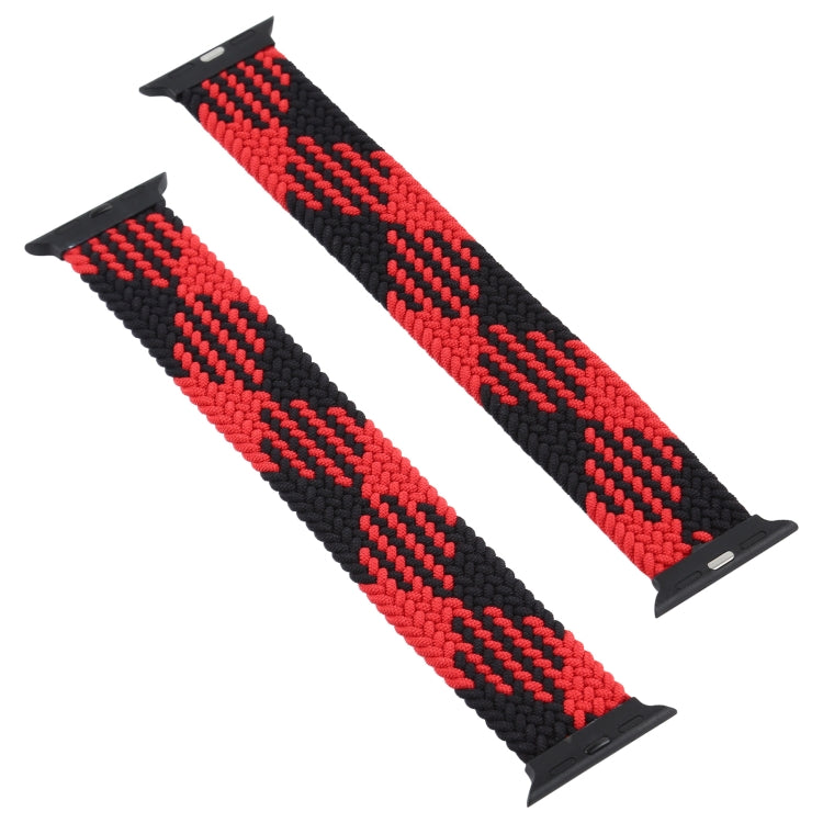 Plastic Buckle Mixed Color Nylon Braided Single Loop Watch Band For Apple Watch Ultra 49mm&Watch Ultra 2 49mm / Series 9&8&7 45mm / SE 3&SE 2&6&SE&5&4 44mm / 3&2&1 42mm, Size:M(Checkered Red Black) - Watch Bands by buy2fix | Online Shopping UK | buy2fix