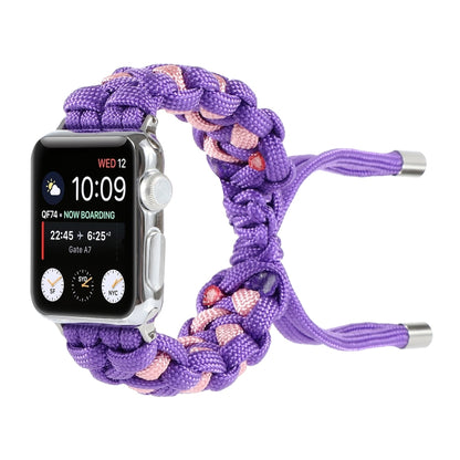 Braided Umbrella Cord Watch Band For Apple Watch Ultra 49mm&Watch Ultra 2 49mm / Series 9&8&7 45mm / SE 3&SE 2&6&SE&5&4 44mm / 3&2&1 42mm(Purple) - Watch Bands by buy2fix | Online Shopping UK | buy2fix