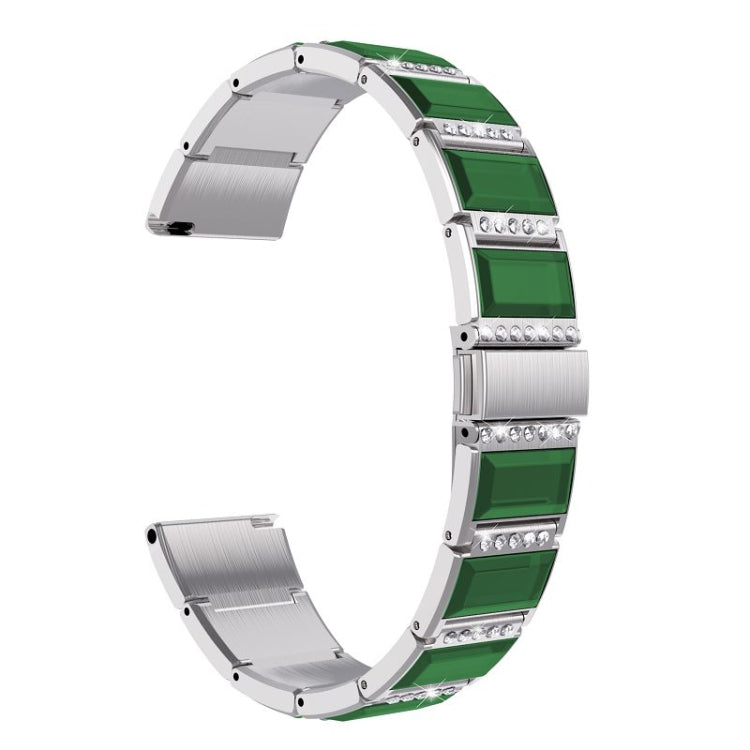 For Samsung Galaxy Watch 46mm Stainless Steel Diamond Encrusted Watch Band(Silver+Green) - Watch Bands by buy2fix | Online Shopping UK | buy2fix