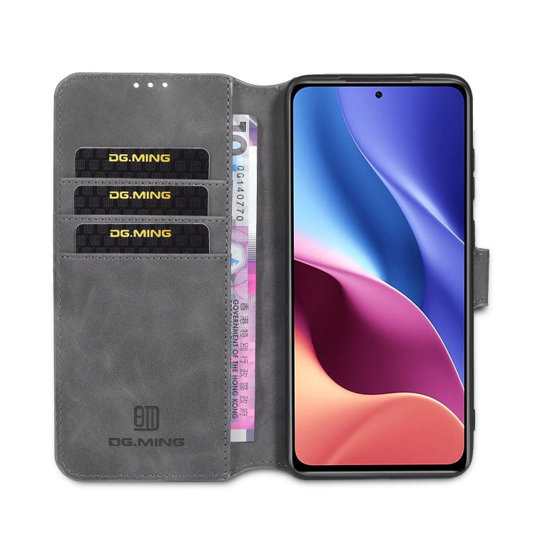 For Xiaomi Redmi K40 Pro DG.MING Retro Oil Side Horizontal Flip Leather Case with Holder & Card Slots & Wallet(Grey) - Xiaomi Cases by DG.MING | Online Shopping UK | buy2fix