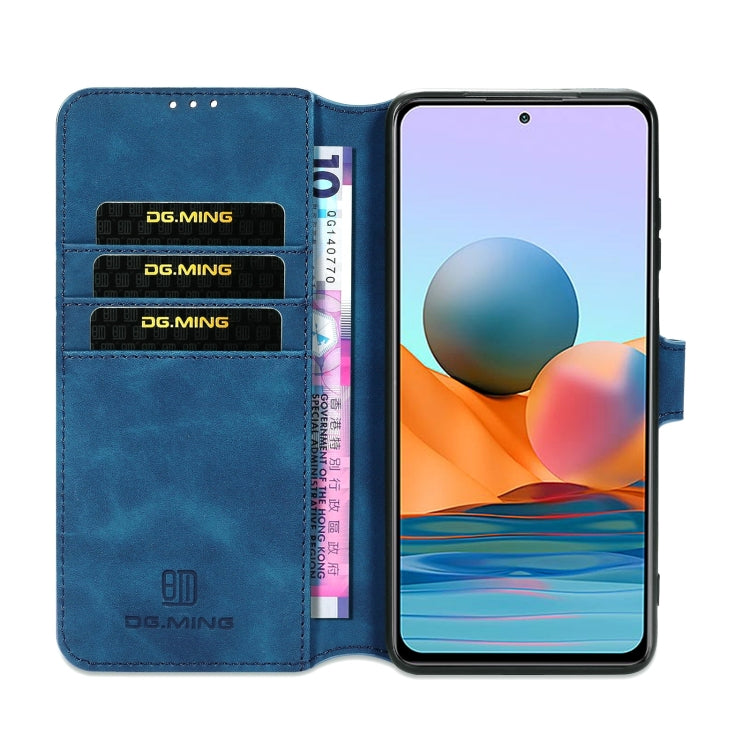 For Xiaomi Redmi Note 10 Pro DG.MING Retro Oil Side Horizontal Flip Leather Case with Holder & Card Slots & Wallet(Blue) - Xiaomi Cases by DG.MING | Online Shopping UK | buy2fix