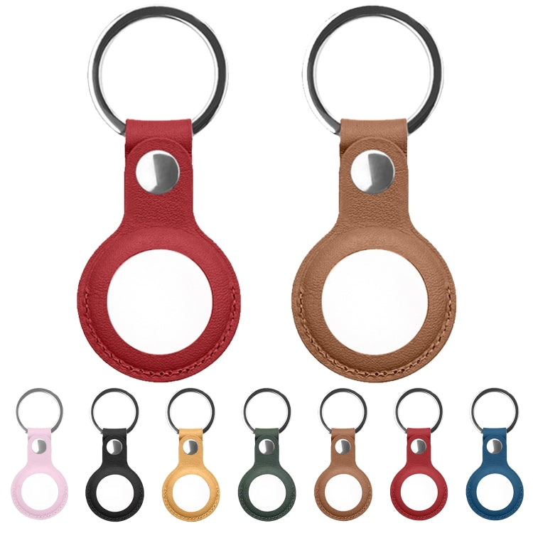 Mutural PU Leather Protective Case with Key Ring for AirTag(Brown) - Other by Mutural | Online Shopping UK | buy2fix