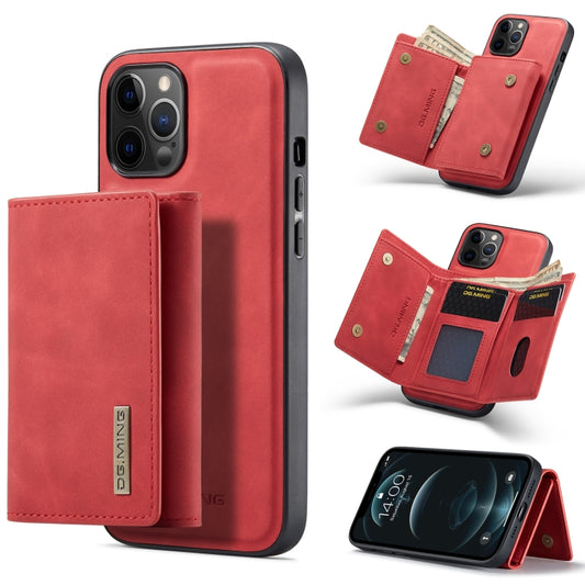 For iPhone 12 / 12 Pro DG.MING M1 Series 3-Fold Multi Card Wallet + Magnetic Back Cover Shockproof Case with Holder Function(Red) - iPhone 12 / 12 Pro Cases by DG.MING | Online Shopping UK | buy2fix