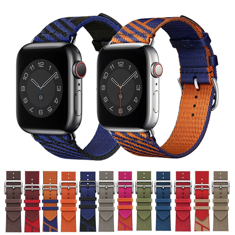 Two-color Nylon Braid Watch Band For Apple Watch Ultra 49mm&Watch Ultra 2 49mm / Series 9&8&7 45mm / SE 3&SE 2&6&SE&5&4 44mm / 3&2&1 42mm(Blue+Orange) - Watch Bands by buy2fix | Online Shopping UK | buy2fix