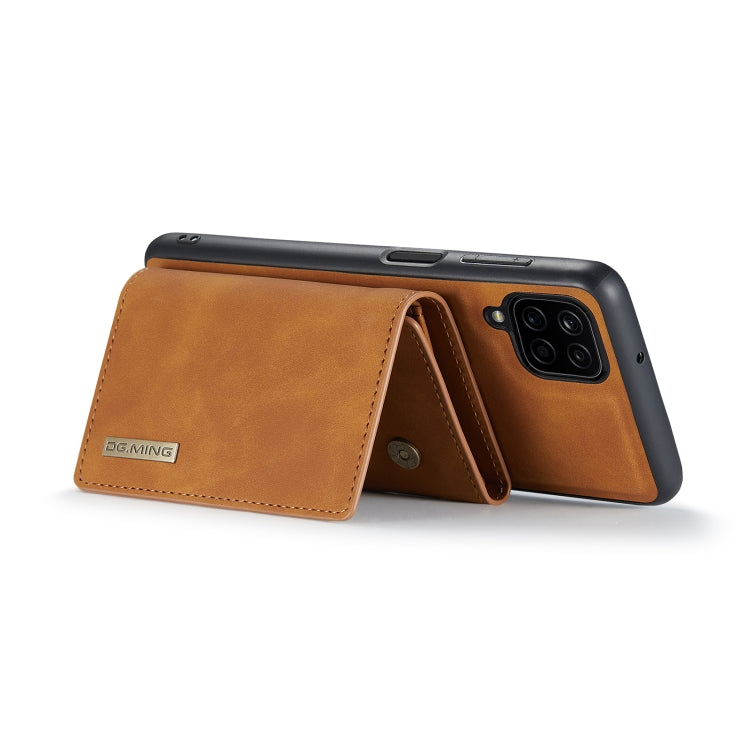 For Samsung Galaxy A12 5G DG.MING M1 Series 3-Fold Multi Card Wallet  Back Cover Shockproof Case with Holder Function(Brown) - Galaxy Phone Cases by DG.MING | Online Shopping UK | buy2fix