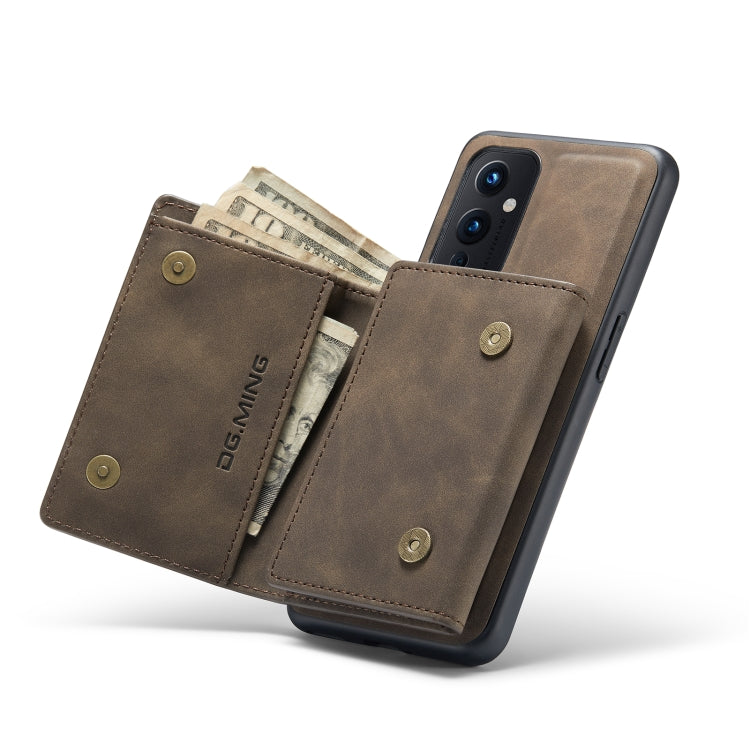 For OnePlus 9 (EU/NA) DG.MING M1 Series 3-Fold Multi Card Wallet  Back Cover Shockproof Case with Holder Function(Coffee) -  by DG.MING | Online Shopping UK | buy2fix