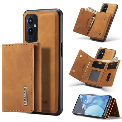 For OnePlus 9 (EU/NA) DG.MING M1 Series 3-Fold Multi Card Wallet  Back Cover Shockproof Case with Holder Function(Brown) -  by DG.MING | Online Shopping UK | buy2fix