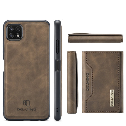 For Samsung Galaxy A22 5G DG.MING M2 Series 3-Fold Multi Card Bag Back Cover Shockproof Case with Wallet & Holder Function(Coffee) - Galaxy Phone Cases by DG.MING | Online Shopping UK | buy2fix