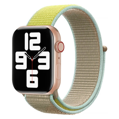 For Apple Watch Series 9&8&7 41mm / SE 3&SE 2&6&SE&5&4 40mm / 3&2&1 38mm Color Matching Nylon Watch Band(Green + Baby Blue) - Watch Bands by buy2fix | Online Shopping UK | buy2fix