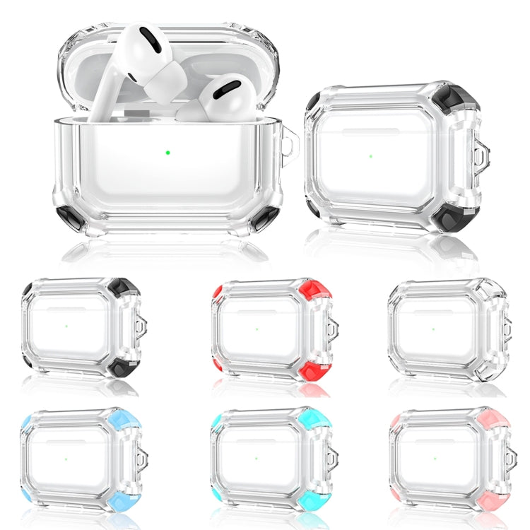 Four Corners Anti-fall Wireless Earphone Dual-color PC Protective Case with Hook For AirPods Pro(Black) - For AirPods Pro by buy2fix | Online Shopping UK | buy2fix