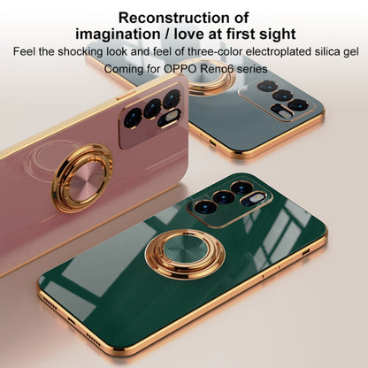 For OPPO Reno6 6D Electroplating Full Coverage Silicone Protective Case with Magnetic Ring Holder(Gray) - OPPO Cases by buy2fix | Online Shopping UK | buy2fix