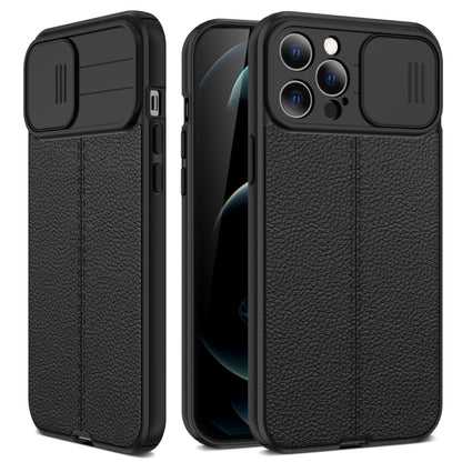 For iPhone 12 mini Litchi Texture Sliding Camshield TPU Protective Case (Black) - iPhone 12 mini Cases by buy2fix | Online Shopping UK | buy2fix