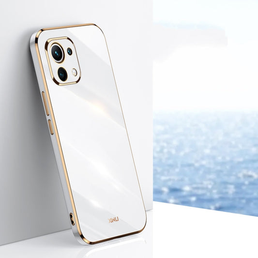 For Xiaomi Mi 11 Lite XINLI Straight 6D Plating Gold Edge TPU Shockproof Case(White) - Xiaomi Cases by XINLI | Online Shopping UK | buy2fix