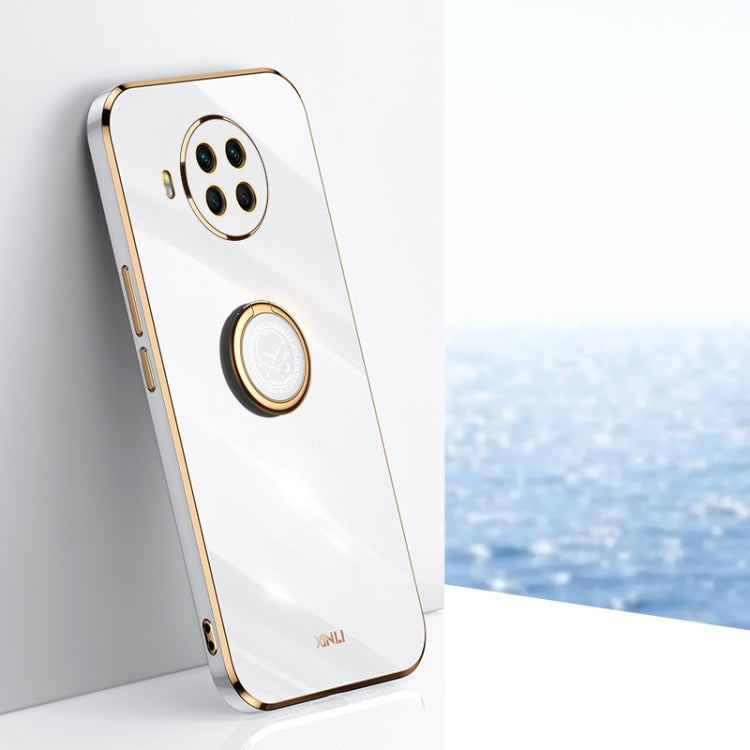 For Xiaomi Mi 10T Lite 5G XINLI Straight 6D Plating Gold Edge TPU Shockproof Case with Ring Holder(White) - Xiaomi Cases by XINLI | Online Shopping UK | buy2fix