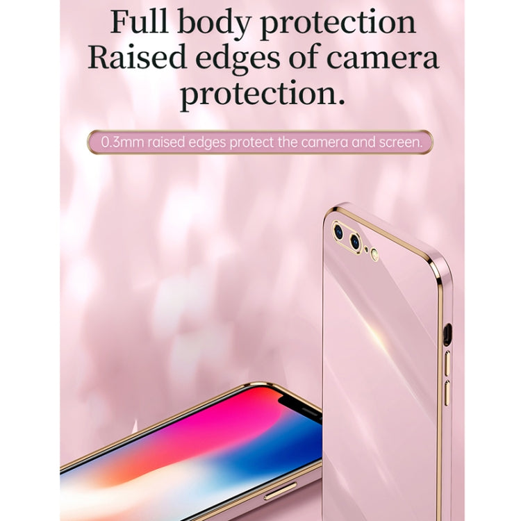 XINLI Straight 6D Plating Gold Edge TPU Shockproof Case For iPhone 8 Plus / 7 Plus(Mint Green) - More iPhone Cases by XINLI | Online Shopping UK | buy2fix