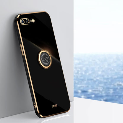 XINLI Straight 6D Plating Gold Edge TPU Shockproof Case with Ring Holder For iPhone 8 Plus / 7 Plus(Black) - More iPhone Cases by XINLI | Online Shopping UK | buy2fix
