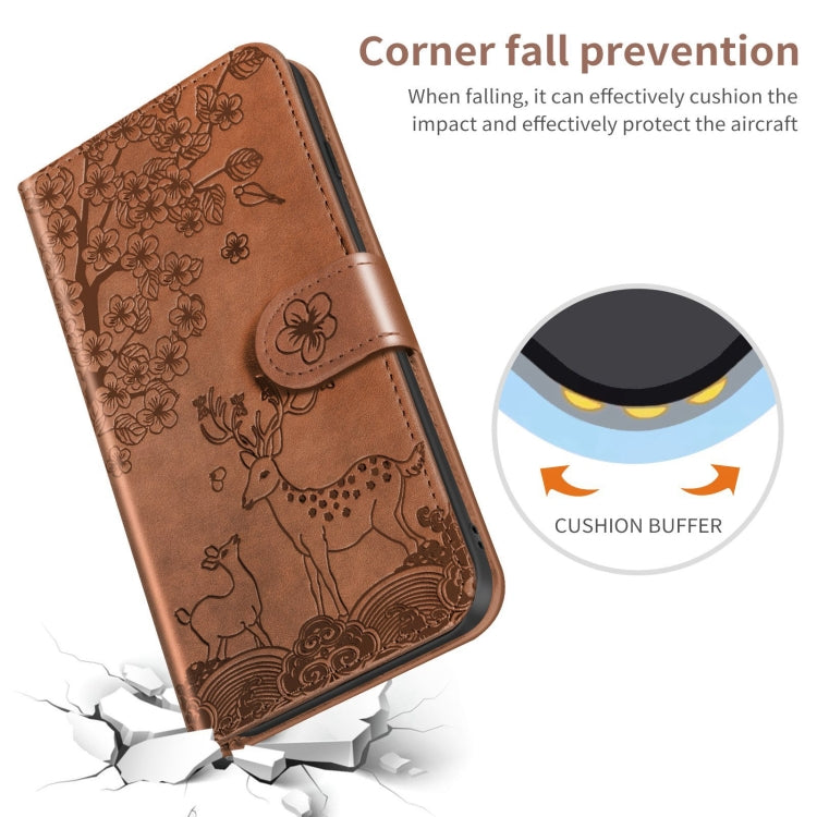 For Xiaomi Redmi 9A Sika Deer Embossing Pattern Horizontal Flip PU Leather Case with Holder & Card Slot & Wallet & Photo Frame(Brown) - Xiaomi Cases by buy2fix | Online Shopping UK | buy2fix