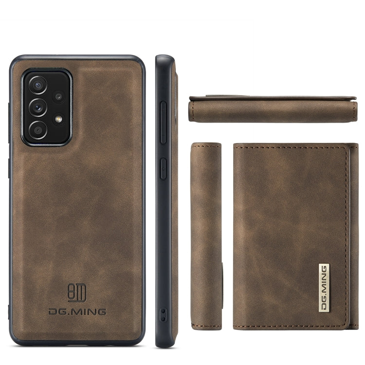 For Samsung Galaxy A52 5G / 4G DG.MING M1 Series 3-Fold Multi Card Wallet  Back Cover Shockproof Case with Holder Function(Coffee) - Galaxy Phone Cases by DG.MING | Online Shopping UK | buy2fix