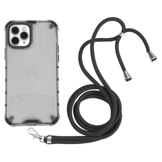 For iPhone 11 Pro Max Shockproof Honeycomb PC + TPU Case with Neck Lanyard (Grey) - iPhone 11 Pro Max Cases by buy2fix | Online Shopping UK | buy2fix