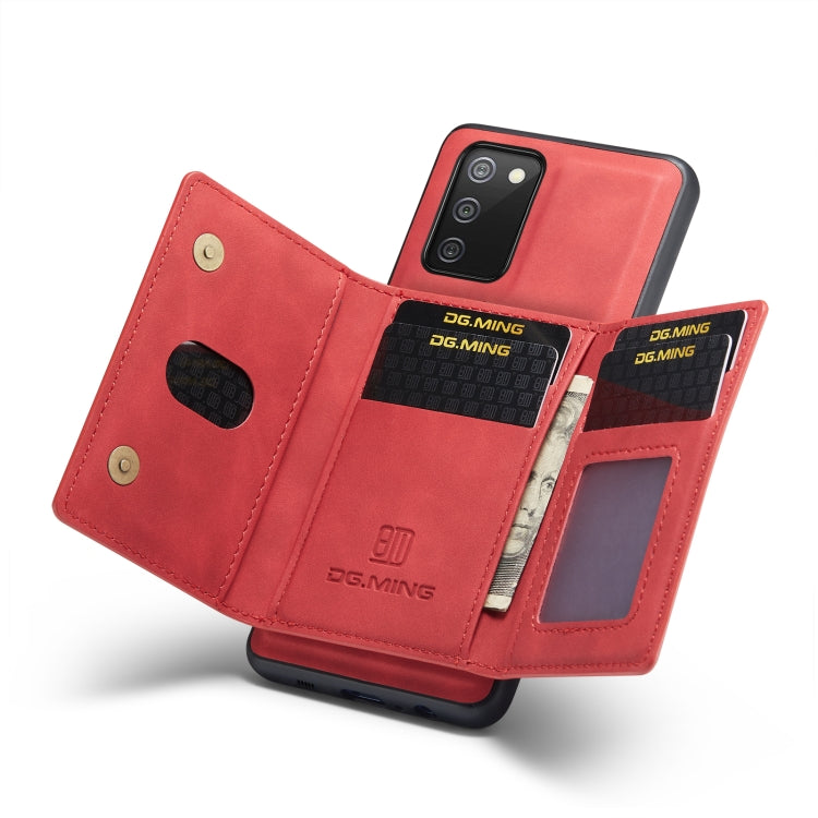 For Samsung Galaxy A02s DG.MING M2 Series 3-Fold Multi Card Bag Back Cover Shockproof Case with Wallet & Holder Function(Red) - Galaxy Phone Cases by DG.MING | Online Shopping UK | buy2fix