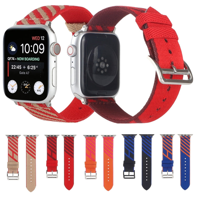 Nylon Single Loop Watch Band For Apple Watch Ultra 49mm&Watch Ultra 2 49mm / Series 9&8&7 45mm / SE 3&SE 2&6&SE&5&4 44mm / 3&2&1 42mm(Orange+Pink) - Watch Bands by buy2fix | Online Shopping UK | buy2fix