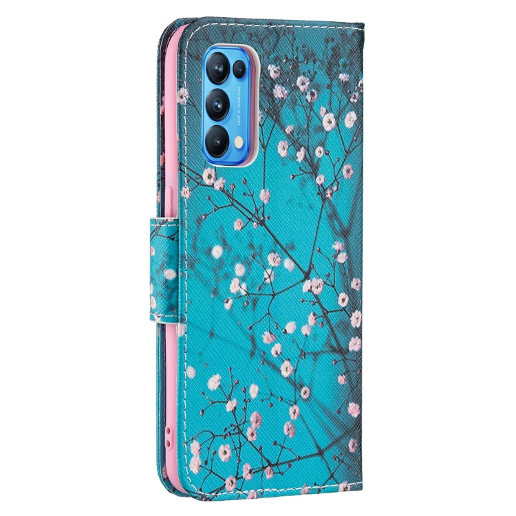 For OPPO Reno5 Colored Drawing Pattern Horizontal Flip Leather Case with Holder & Card Slots & Wallet(Plum Blossom) - OPPO Cases by buy2fix | Online Shopping UK | buy2fix