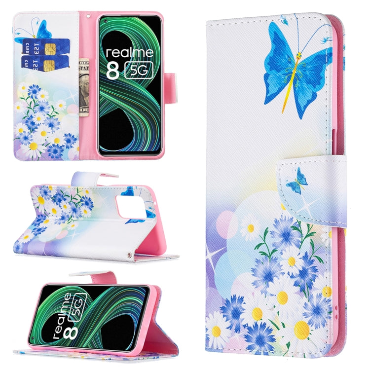 For OPPO Realme 8 5G / Realme V13 Colored Drawing Pattern Horizontal Flip Leather Case with Holder & Card Slots & Wallet(Butterfly Love) - Realme Cases by buy2fix | Online Shopping UK | buy2fix