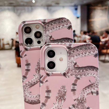 For iPhone 12 / 12 Pro Natural Scenery Pattern TPU Protective Case(Pink Snake) - iPhone 12 / 12 Pro Cases by buy2fix | Online Shopping UK | buy2fix