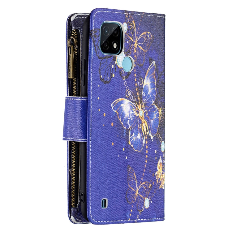 For OPPO Realme C21/C20 Colored Drawing Pattern Zipper Horizontal Flip Leather Case with Holder & Card Slots & Wallet(Purple Butterfly) - Realme Cases by buy2fix | Online Shopping UK | buy2fix