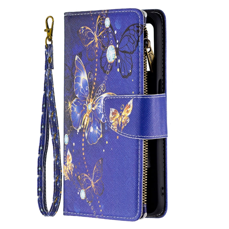 For OPPO Realme 8 5G/V13 5G Colored Drawing Pattern Zipper Horizontal Flip Leather Case with Holder & Card Slots & Wallet(Purple Butterfly) - Realme Cases by buy2fix | Online Shopping UK | buy2fix