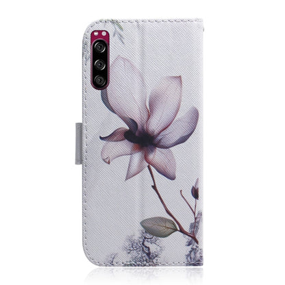 For Sony Xperia 5 Coloured Drawing Pattern Horizontal Flip PU Leather Case with Holder & Card Slots & Wallet(Magnolia) - Sony Cases by buy2fix | Online Shopping UK | buy2fix