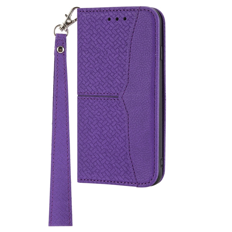 For Honor 50 Woven Texture Stitching Magnetic Horizontal Flip PU Leather Case with Holder & Card Slots & Wallet & Lanyard(Purple) - Honor Cases by buy2fix | Online Shopping UK | buy2fix