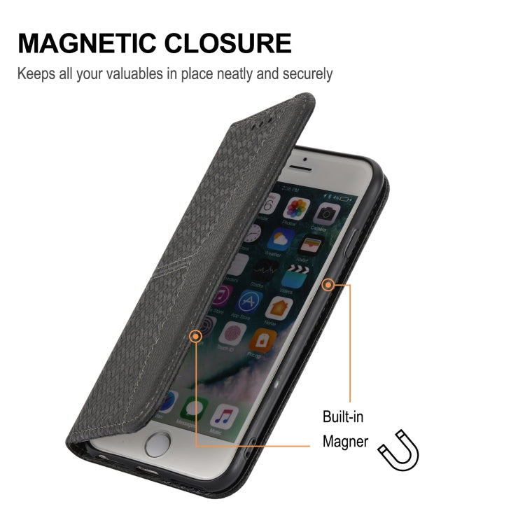 For iPhone XR Woven Texture Stitching Magnetic Horizontal Flip PU Leather Case with Holder & Card Slots & Wallet & Lanyard(Black) - More iPhone Cases by buy2fix | Online Shopping UK | buy2fix