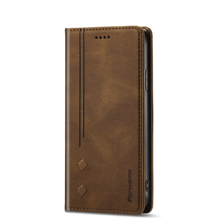 For iPhone 13 Forwenw F2 Series Magnetic Horizontal Flip Leather Case with Holder & Card Slots & Wallet(Brown) - iPhone 13 Cases by Forwenw | Online Shopping UK | buy2fix