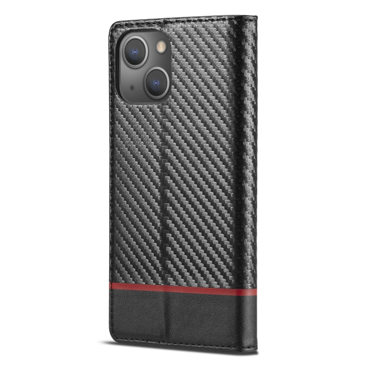 For iPhone 13 LC.IMEEKE Carbon Fiber PU + TPU Horizontal Flip Leather Case with Holder & Card Slot & Wallet(Horizontal Black) - iPhone 13 Cases by LC.IMEEKE | Online Shopping UK | buy2fix