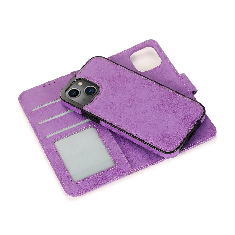 For iPhone 13 Pro Retro 2 in 1 Detachable Horizontal Flip Leather Case with Card Slots & Wallet (Purple) - iPhone 13 Pro Cases by buy2fix | Online Shopping UK | buy2fix