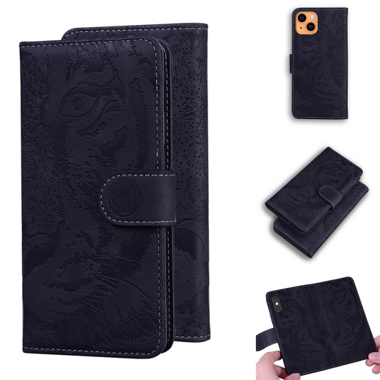 For iPhone 13 mini Tiger Embossing Pattern Horizontal Flip Leather Case with Holder & Card Slots & Wallet (Black) - iPhone 13 mini Cases by buy2fix | Online Shopping UK | buy2fix