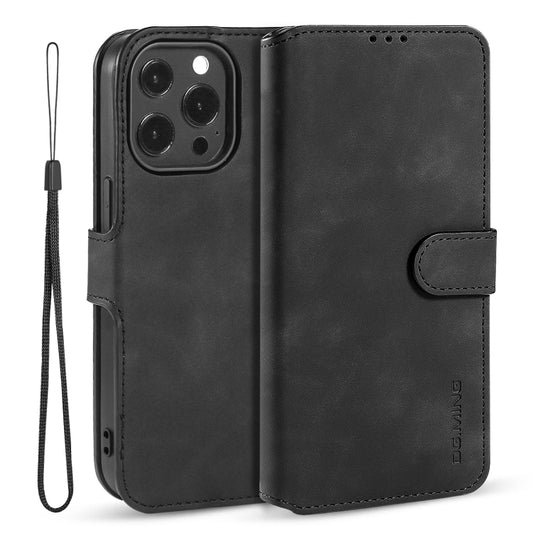 For iPhone 13 Pro DG.MING Retro Oil Side Horizontal Flip Leather Case with Holder & Card Slots & Wallet (Black) - iPhone 13 Pro Cases by DG.MING | Online Shopping UK | buy2fix