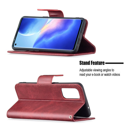 For OPPO Reno5 5G Retro Lambskin Texture Pure Color Horizontal Flip PU Leather Case with Holder & Card Slots & Wallet & Lanyard(Red) - OPPO Cases by buy2fix | Online Shopping UK | buy2fix