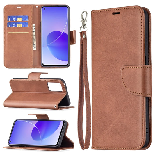 For OPPO Reno6 5G Retro Lambskin Texture Pure Color Horizontal Flip PU Leather Case with Holder & Card Slots & Wallet & Lanyard(Brown) - OPPO Cases by buy2fix | Online Shopping UK | buy2fix