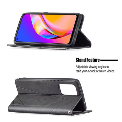 For OPPO A94 5G / F19 Pro Plus / Reno5 Z 5G Rhombus Texture Horizontal Flip Magnetic Leather Case with Holder & Card Slots(Black) - OPPO Cases by buy2fix | Online Shopping UK | buy2fix