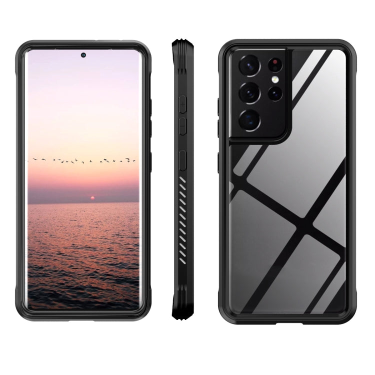 For Samsung Galaxy S21 Ultra 5G C1 2 in 1 Shockproof TPU + PC Protective Case with PET Screen Protector(Black) - Galaxy S21 Ultra 5G Cases by buy2fix | Online Shopping UK | buy2fix