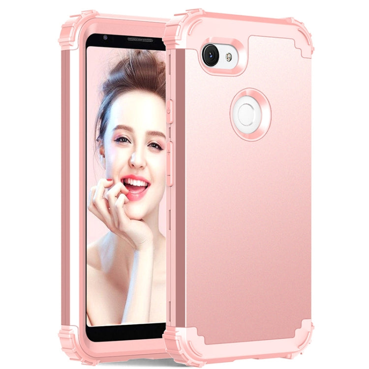 For Google Pixel 3a 3 in 1 Shockproof PC + Silicone Protective Case(Rose Gold) - Google Cases by buy2fix | Online Shopping UK | buy2fix