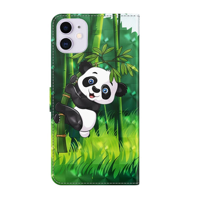 For iPhone 13 Pro 3D Painting Pattern Horizontal Flip TPU + PU Leather Case with Holder & Card Slots & Wallet (Panda Climbing Bamboo) - iPhone 13 Pro Cases by buy2fix | Online Shopping UK | buy2fix